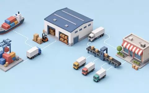 Ross Stores Inc. (US7782961038) profitiert von Logistik, isometrisch dargestellt als Lieferkette vom Hafen zum Geschäft - Foto: THN