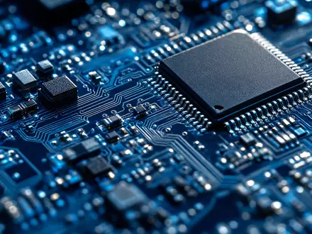 Makroaufnahme veranschaulicht Roper Technologies, ISIN US7766961061, Detailansicht einer präzisen elektronischen Leiterplatte mit Mikrochip - Foto: THN