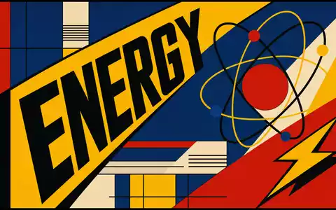 Constellation Energy Bauhaus Poster US21037T1097 mit geometrischem ENERGY Schriftzug Atomring und Blitz in Primärfarben - Foto: THN