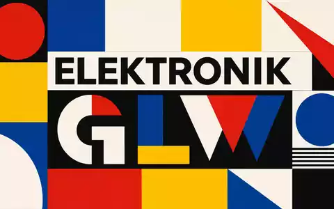 Corning Inc. Bauhaus-Design US2193501051 – Geometrisches Plakat mit ELEKTRONIK-Text und NYSE-Kürzel GLW - Foto: THN