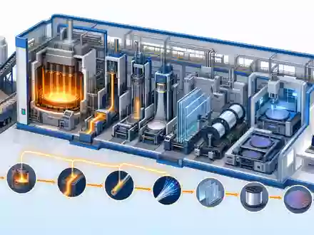 Corning Inc. Wertschöpfungskette US2193501051 – Isometrisches 3D-Fabrikdiagramm von Quarzsand bis zu Elektronikprodukten - Foto: THN