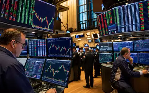 Corning Inc. NYSE-Handel US2193501051 – Händler an Computern mit Elektronik-Sektor-Charts auf mehreren Bildschirmen - Foto: THN