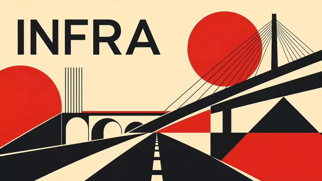 Bauhaus-Poster mit Straßenmotiv symbolisiert Ferrovial SE, ISIN NL0015001IX2, Baukonzern