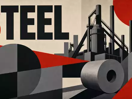 ArcelorMittal S.A. (LU1598757687) zählt zur Stahlbranche, dieses Bauhaus-Poster kombiniert geometrische Formen mit Industriemotiven - Foto: THN