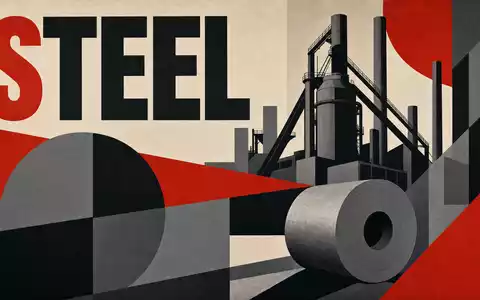 ArcelorMittal S.A. (LU1598757687) zählt zur Stahlbranche, dieses Bauhaus-Poster kombiniert geometrische Formen mit Industriemotiven - Foto: THN