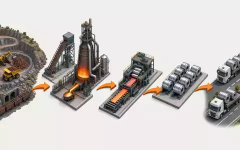 ArcelorMittal S.A. (LU1598757687) deckt die gesamte Stahlkette ab, dieses isometrische 3D-Bild zeigt Erzabbau bis Auslieferung - Foto: THN