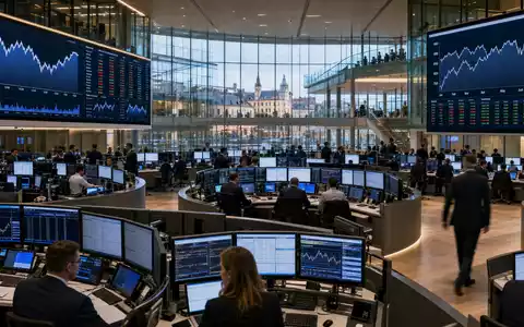 ArcelorMittal S.A. (LU1598757687) notiert an der Börse Luxemburg, dieses Editorial-Bild zeigt einen Handelsraum mit Stahl-Charts - Foto: THN