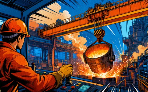 ArcelorMittal S.A. (LU1598757687) inspiriert diese farbenfrohe Pop-Art-Comicszene mit Kran und glühendem Stahl - Foto: THN