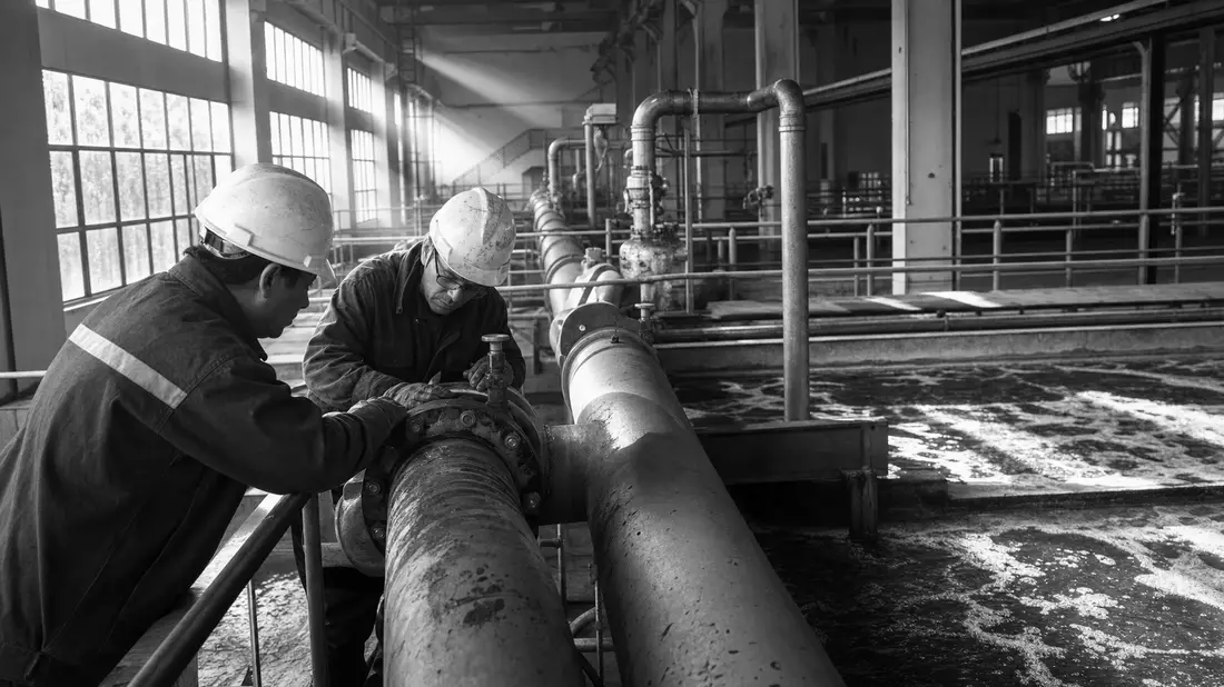 SW-Reportage Techniker warten Rohrsystem, Veolia Environnement S.A., FR0000124141