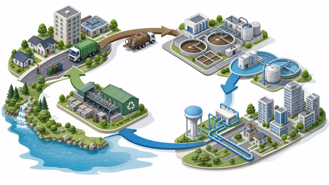 Isometrische Grafik Wasserkreislauf, Veolia Environnement S.A., FR0000124141