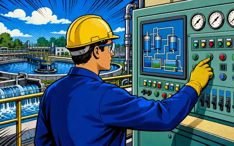 Veolia Environnement S.A. (FR0000124141) präsentiert als farbenfrohen Pop-Art-Comic einen Techniker an einer Steuertafel der Kläranlage - Foto: THN