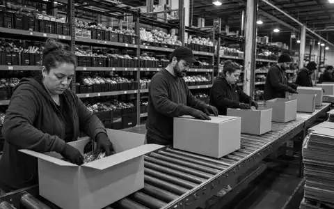 HelloFresh SE (DE000A161408) betreibt Logistikzentren, in denen Kochboxen für Kunden dokumentarisch schwarzweiß gepackt werden - Foto: THN