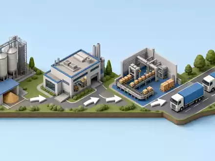 Isometrische 3D-Grafik zeigt die Wertschöpfungskette von Henkel AG & Co. KGaA Vz, ISIN DE0006048432 - Foto: THN