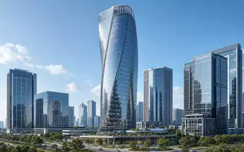 Architektonisches 3D-Render eines modernen Glas-Hochhauses symbolisiert Firmensitz der Iberdrola S.A. (ISIN ES0144580Y14) - Foto: THN