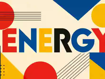 Bauhaus-Poster mit geometrischen Formen und Schriftzug ENERGY visualisiert Erneuerbare-Energien-Sektor der Iberdrola S.A. (ISIN ES0144580Y14) - Foto: THN