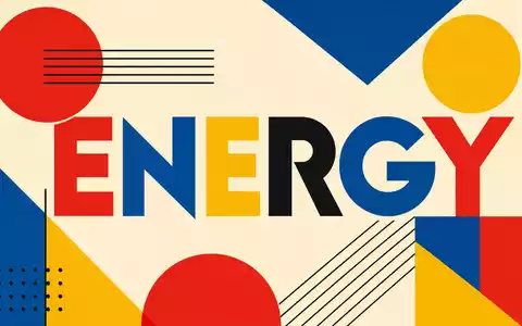 Bauhaus-Poster mit geometrischen Formen und Schriftzug ENERGY visualisiert Erneuerbare-Energien-Sektor der Iberdrola S.A. (ISIN ES0144580Y14) - Foto: THN