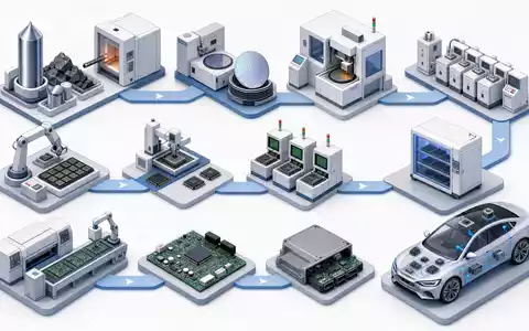 Infineon Technologies AG (DE0006231004) deckt die gesamte Halbleiter-Wertschöpfungskette ab, illustriert durch diese isometrische 3D-Prozessdarstellung - Foto: THN