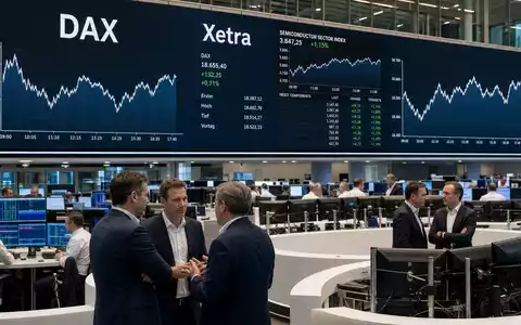 Infineon Technologies AG (DE0006231004) notiert im DAX, gezeigt in diesem Börsen-Editorial mit Handelssaal-Szene - Foto: THN