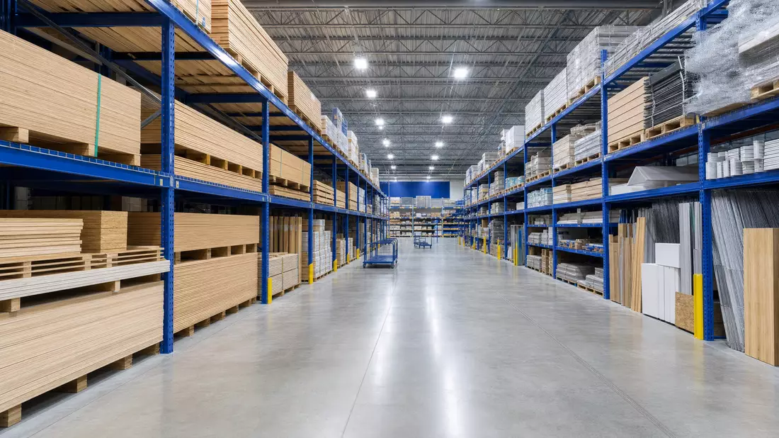 Baumarkt-Innenraum mit Palettenregalen, Symbolbild The Home Depot Inc. US4370761029