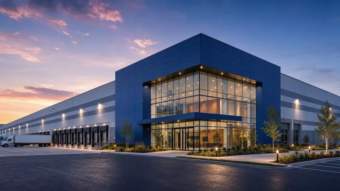 Architektur-Render eines Logistikgebäudes, visuell verknüpft mit The Home Depot Inc. US4370761029