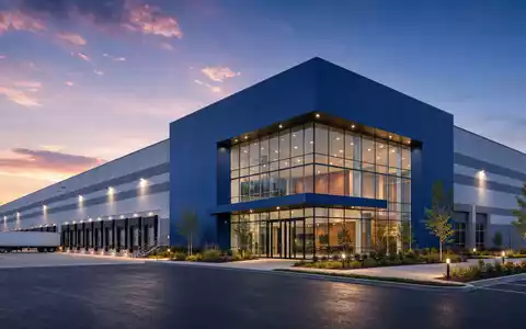 Architektur-Render eines modernen Lagergebäudes veranschaulicht das Geschäftsmodell von The Home Depot Inc., ISIN US4370761029, bildhaft - Foto: THN