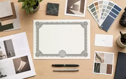 Flatlay mit Aktienzertifikat und ISIN-Karte visualisiert die Aktienanlage in WPP plc (ISIN JE00B8KF9B49) kreativ - Foto: THN