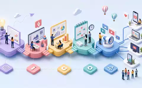 Isometrische 3D-Grafik stellt die Wertschöpfungskette der Marketingdienstleistungen von WPP plc (ISIN JE00B8KF9B49) dar - Foto: THN