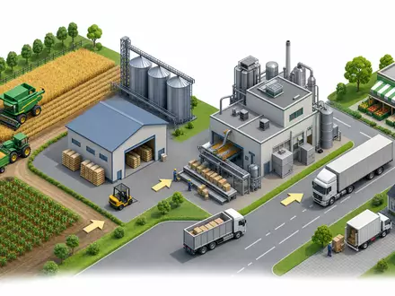 Imperial Brands PLC (GB0004544929): isometrische 3D-Grafik zeigt landwirtschaftliche Wertschöpfungskette von Feld bis Vertrieb - Foto: THN