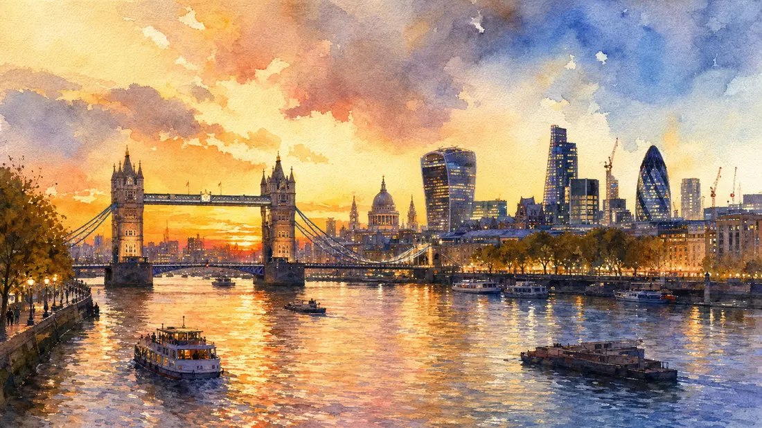 Aquarell London-Skyline Themse Legal & General Group plc GB0005603997