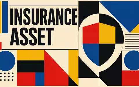 Legal & General Group plc GB0005603997 Bauhaus-Poster zeigt geometrische Formen Primärfarben mit Schriftzug und Schild-Motiv - Foto: THN