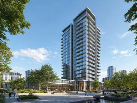 Architektur-Render eines modernen Wohnturms zeigt Entwicklungsprojekte typisch fĂĽr die Mobimo Holding AG CH0011108872 - Foto: THN