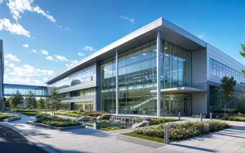 Architektonisches 3D-Render eines modernen Forschungsgebäudes repräsentiert die Innovationskraft von Elekta AB SE0000163628 in der Medizintechnik - Foto: THN