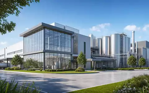 Architektur-Render einer modernen Produktionsanlage für Lebensmittelzutaten, passend zu AAK AB (ISIN SE0011337708) - Foto: THN