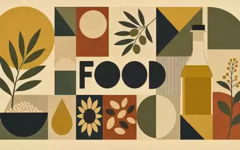 Geometrisches Bauhaus-Poster mit Sektor-Text FOOD, symbolisch für die Branche von AAK AB (ISIN SE0011337708) - Foto: THN