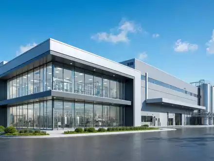 Architektur-Render einer modernen Produktionsanlage repräsentiert die Branche von Emmi AG, ISIN CH0012829898, zeitgemäß und unbrandet - Foto: THN