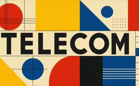 Elisa Oyj FI0009007832 präsentiert geometrisches Bauhaus-Poster mit Sektor-Kürzel TELECOM künstlerisch stilisiert dargestellt - Foto: THN