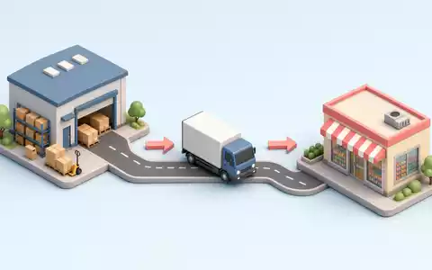 Isometrische 3D-Grafik zeigt die Lieferkette vom Lager zum Laden der Kesko Oyj Aktie FI0009000202 - Foto: THN