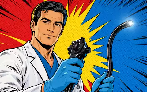 Ambu A/S (DK0060946788) verwandelt einen Arzt mit Endoskop in eine farbenfrohe Pop-Art-Comic-Szene der Medizintechnik-Branche - Foto: THN