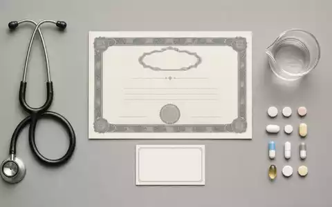 Flatlay-Arrangement zeigt Aktienzertifikat und ISIN-Karte von Orion Oyj, ISIN FI0009014377, mit Pharmautensilien - Foto: THN