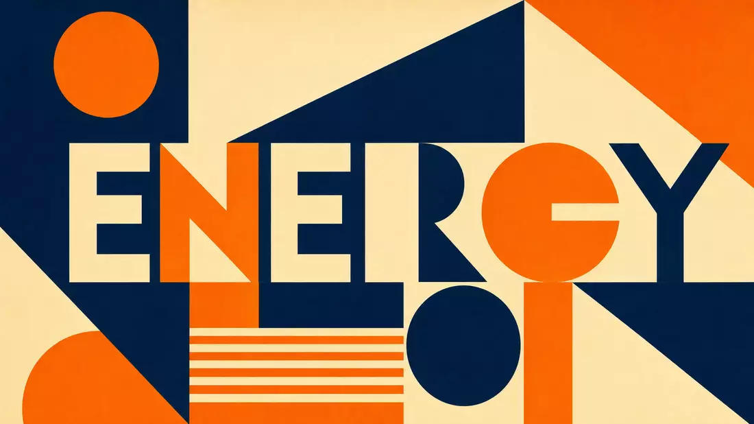 Bauhaus-Poster mit geometrischen Formen und dem Wort ENERGY