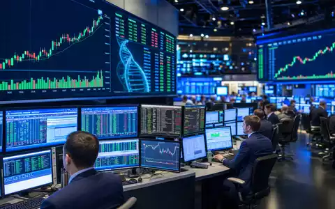 Incyte NASDAQ-Börsensaal mit aktuellen Biotech-Kursdiagrammen und Händlern an Handelsbildschirmen, ISIN US45337C1027 Sektor - Foto: THN