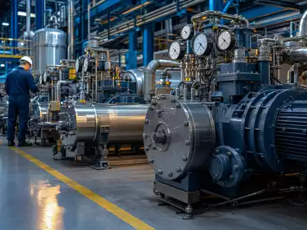 Ingersoll Rand Druckluftkompressoren und Vakuumpumpen in moderner Industriehalle, ISIN US45687V1061, Maschinenbau Sektor - Foto: THN