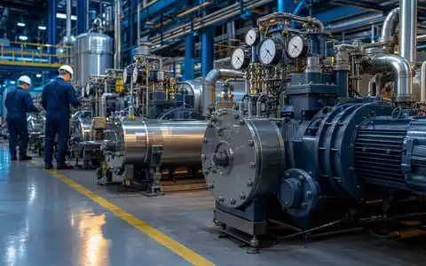 Ingersoll Rand Druckluftkompressoren und Vakuumpumpen in moderner Industriehalle, ISIN US45687V1061, Maschinenbau Sektor - Foto: THN