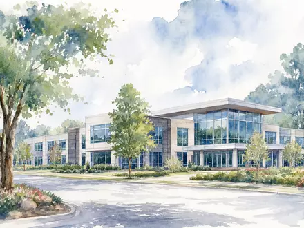 Ingersoll Rand Hauptquartier Davidson North Carolina in zartem Aquarell gemalt, ISIN US45687V1061 Maschinenbau Sektor - Foto: THN
