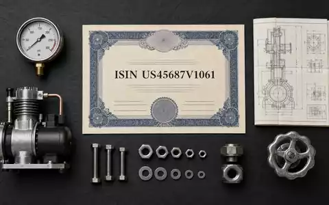 Ingersoll Rand Aktienzertifikat ISIN US45687V1061 Flatlay mit Druckmesser Kompressorteilen und Bauplan im Maschinenbau - Foto: THN
