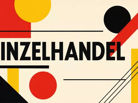 Inditex S.A. Einzelhandel als Bauhaus-Poster mit geometrischen Formen und Text, Aktie ISIN ES0148396007 - Foto: THN