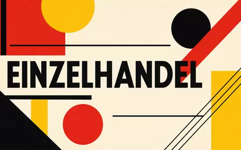 Inditex S.A. Einzelhandel als Bauhaus-Poster mit geometrischen Formen und Text, Aktie ISIN ES0148396007 - Foto: THN