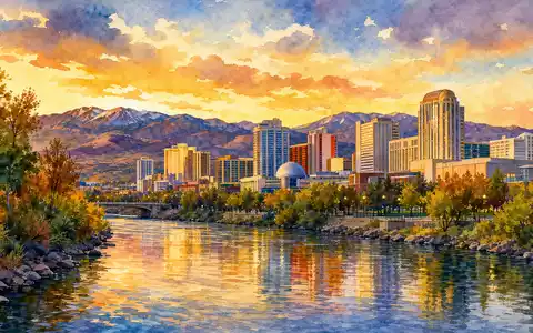 Caesars Entertainment Hauptsitz in Reno NV als Aquarell, ISIN US12738T1034 im Hospitality-Sektor - Foto: THN