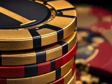 Caesars Entertainment zeigt Casino Chips in extremer Makro Aufnahme mit ISIN US12738T1034 im Portfolio - Foto: THN