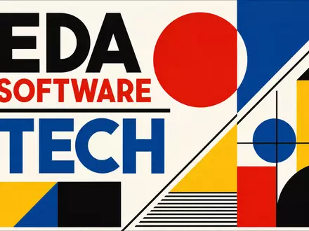 Cadence Design Systems US12541W1027 Bauhaus-Poster geometrische Formen Primärfarben mit den Texten EDA SOFTWARE und TECH - Foto: THN